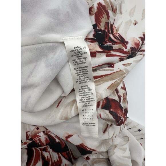 WHITE HOUSE BLACK MARKET COLD SHOULDER Floral Tie Tassel DRESS 10 Pre-owned - Picture 4 of 6